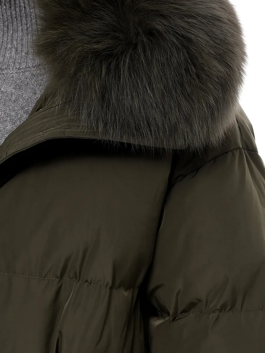 Down Jacket With Fur Collar