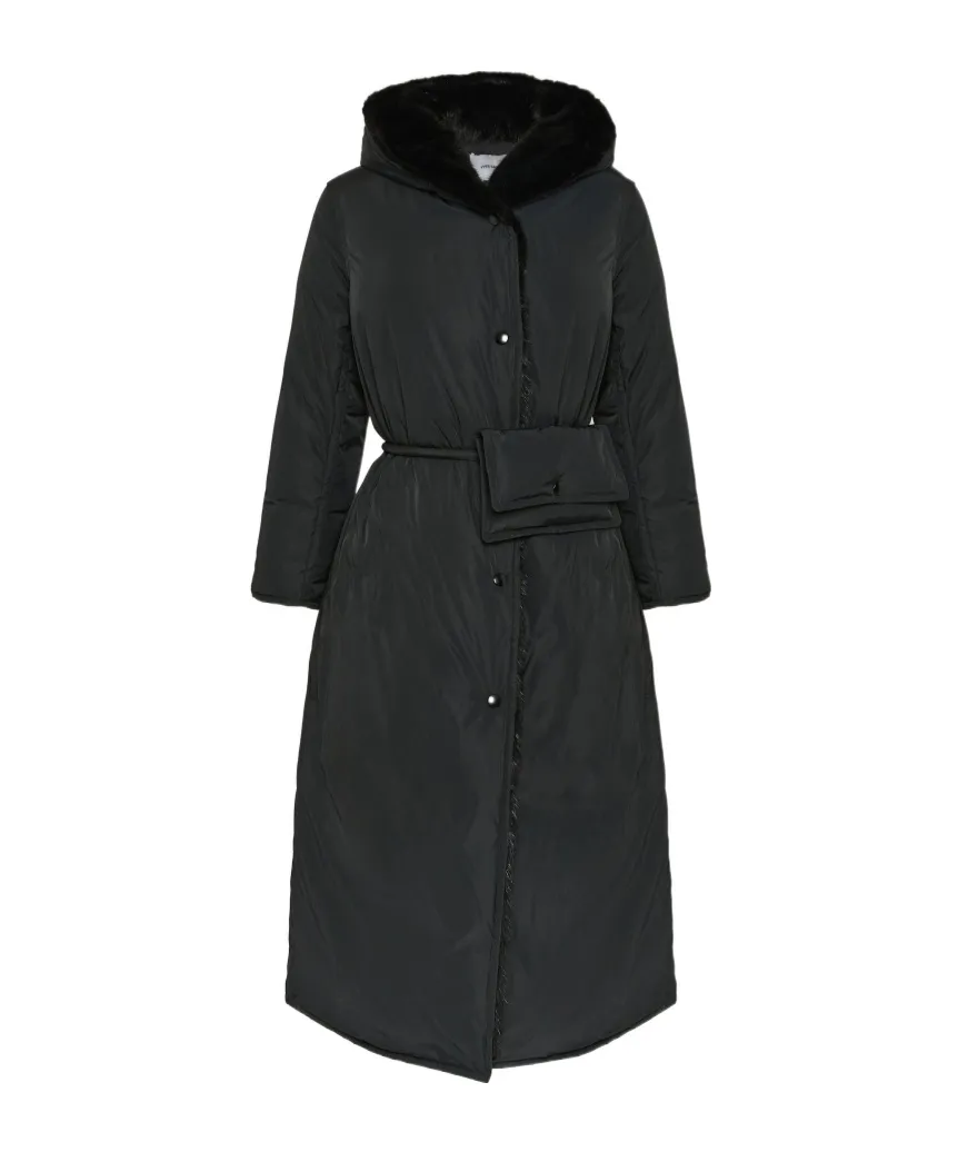 Fur-Trimmed Belted Coat