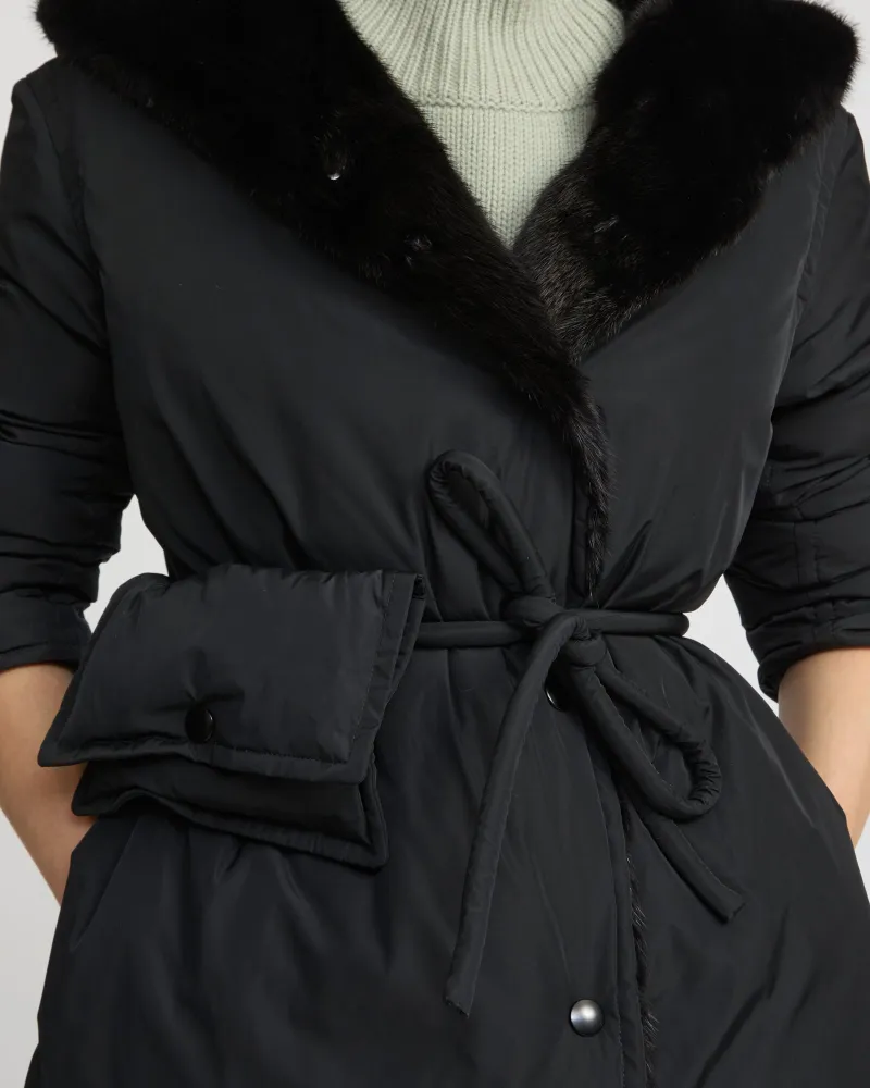 Fur-Trimmed Belted Coat