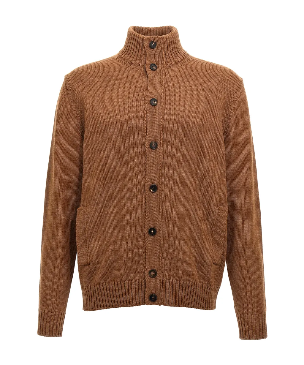 Chioto High-Neck Knitted Cardigan
