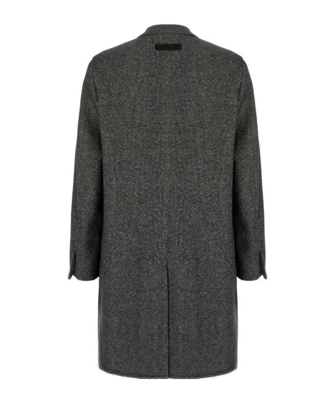 Cashmere Blend Longline Coat With Notched Lapels