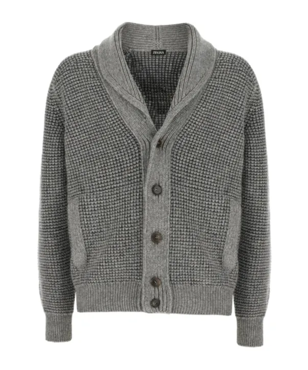 Buttoned Shawl-Collar Cardigan
