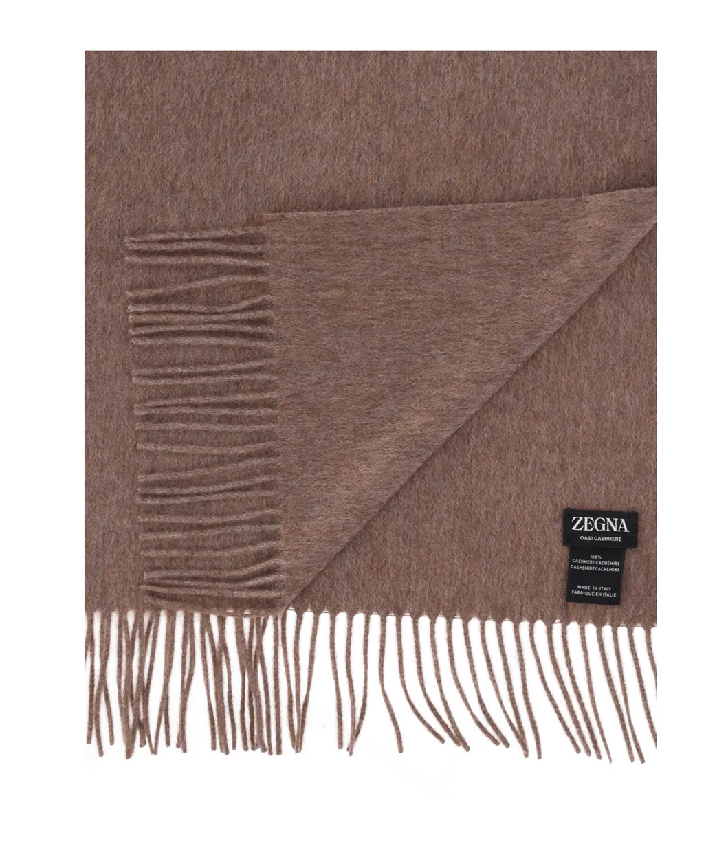 Logo Patch Fringed Scarf