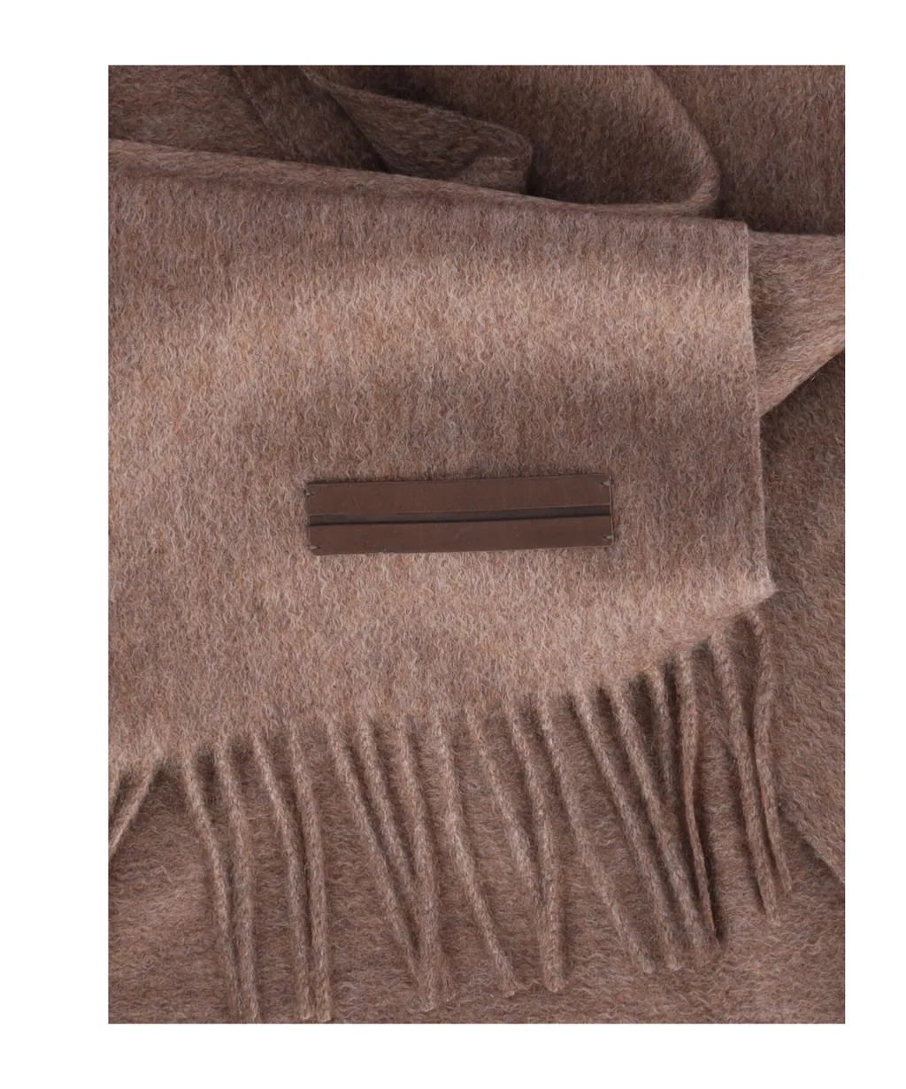 Logo Patch Fringed Scarf