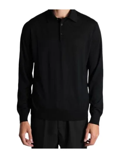 Long Sleeved Knitted Polo Shirt