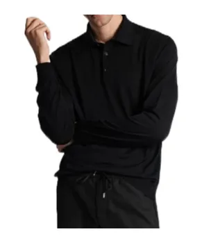 Long Sleeved Knitted Polo Shirt