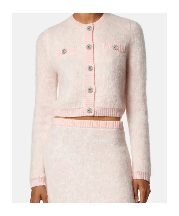 Pattern-Jacquard Knitted Cardigan