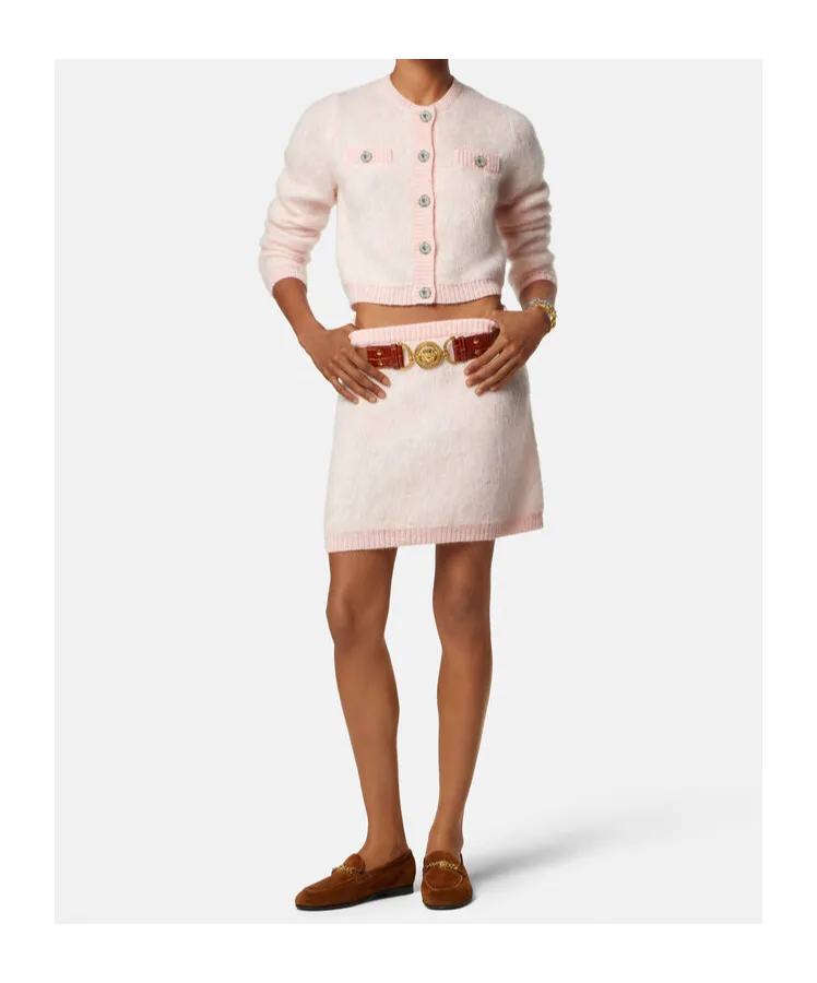 Pattern-Jacquard Knitted Cardigan