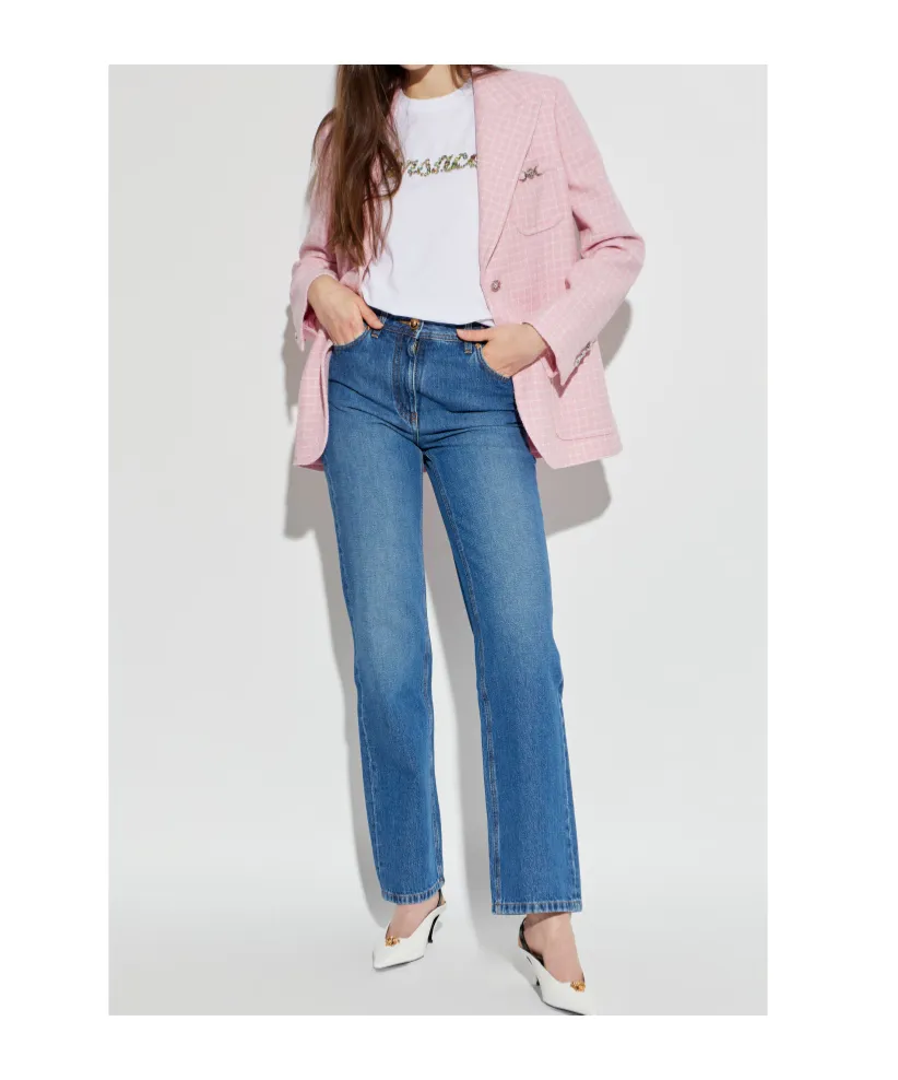 Checked Pattern Single-Breasted Blazer