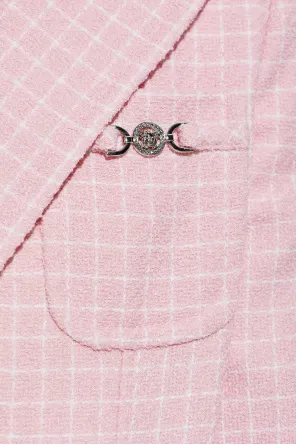 Checked Pattern Single-Breasted Blazer