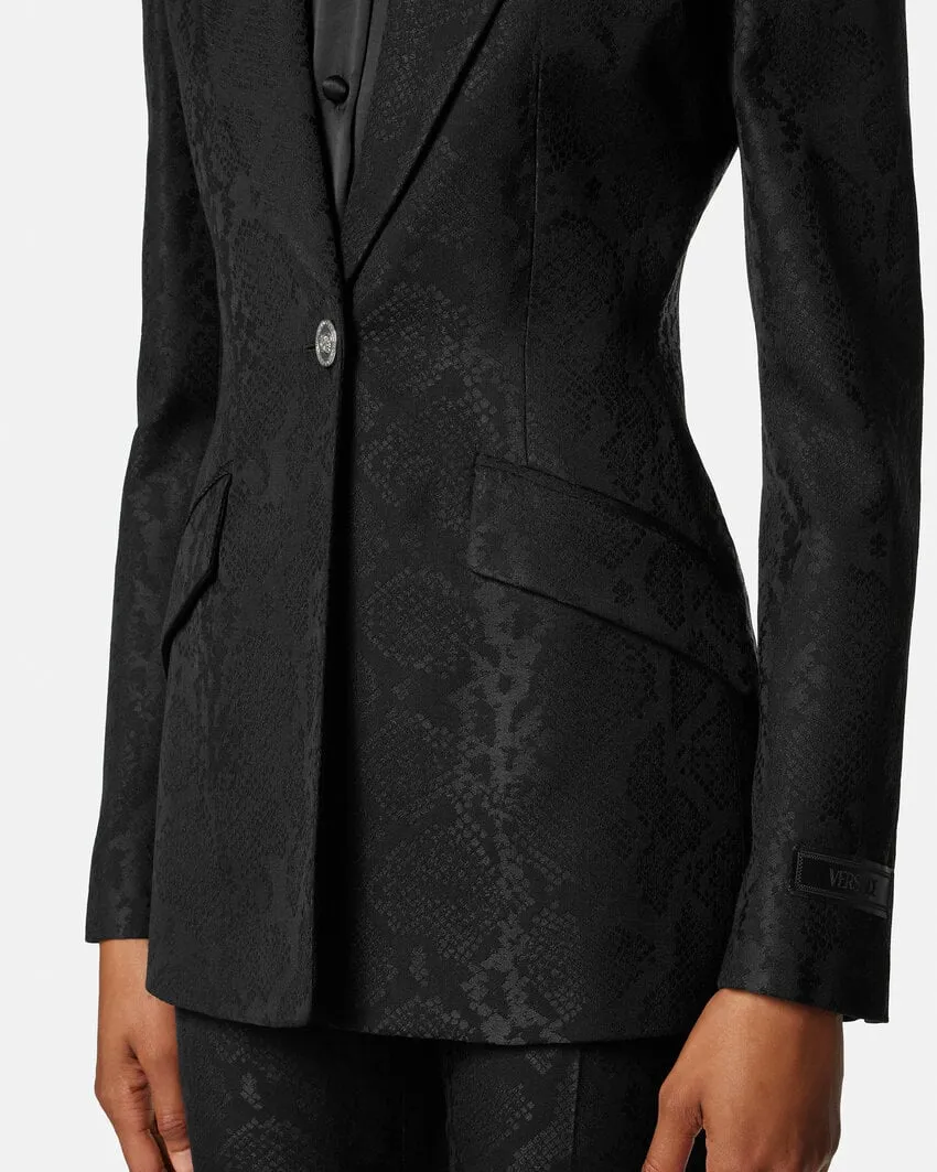 Pattern-Jacquard Single-Breasted Blazer