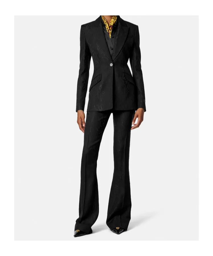 Pattern-Jacquard Single-Breasted Blazer