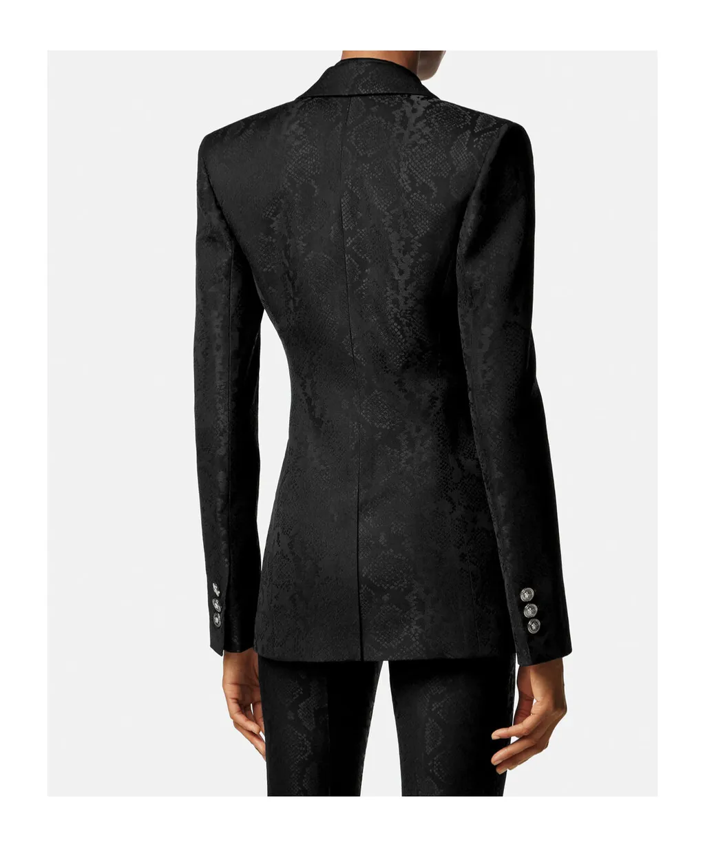 Pattern-Jacquard Single-Breasted Blazer