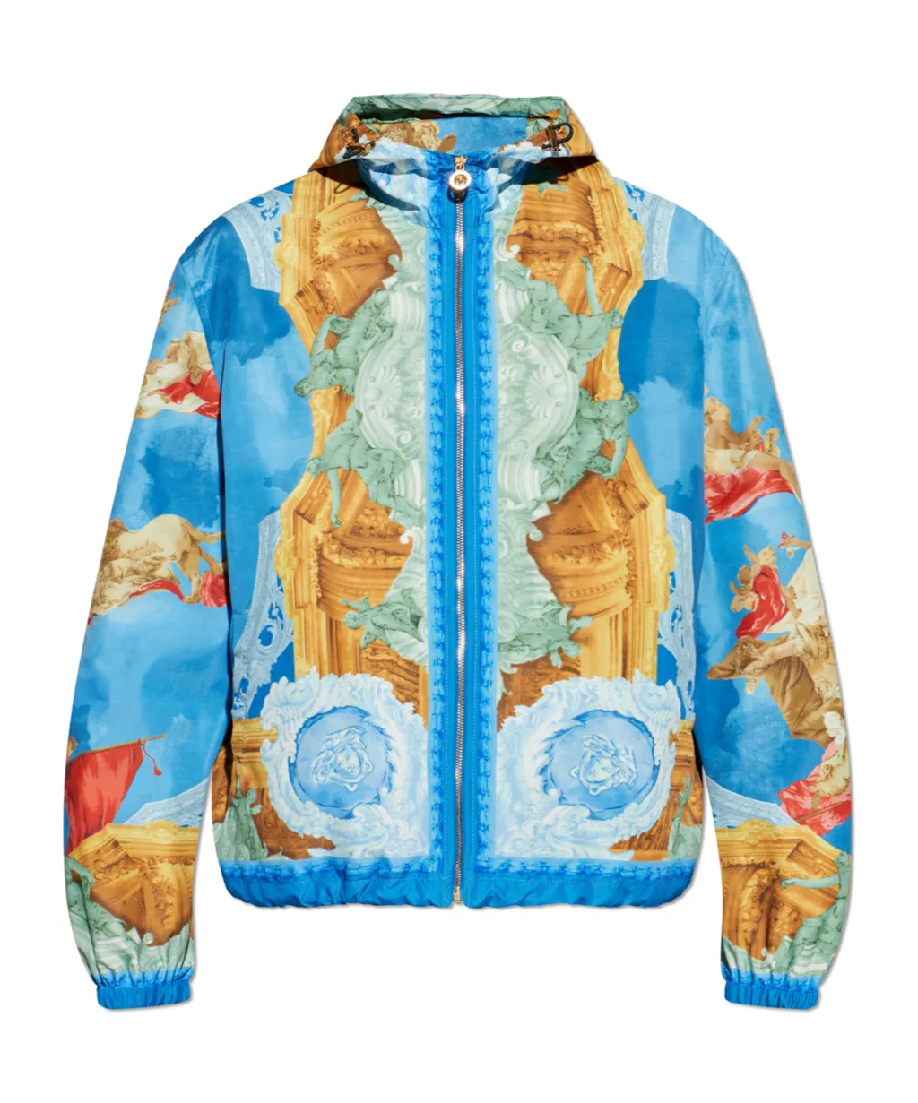 Pattern-Printed Hooded Jacket