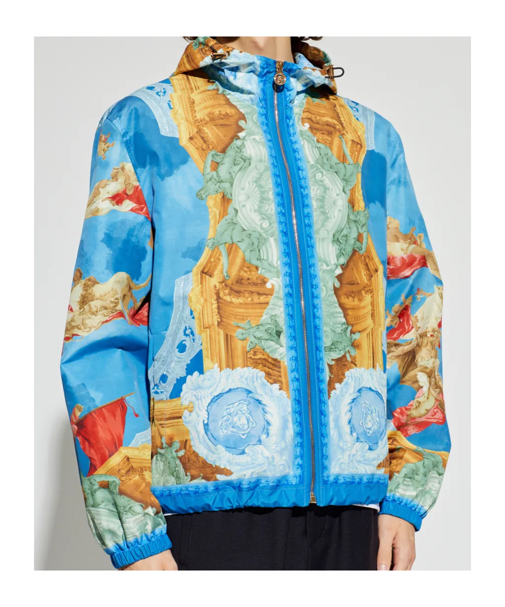 Pattern-Printed Hooded Jacket