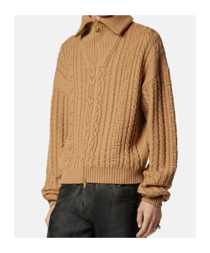 Zip-Up Knitted Cardigan