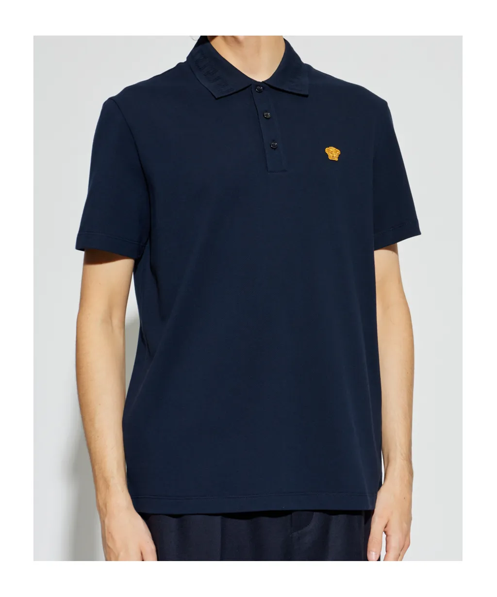 Medusa-Patch Short-Sleeved Polo Shirt