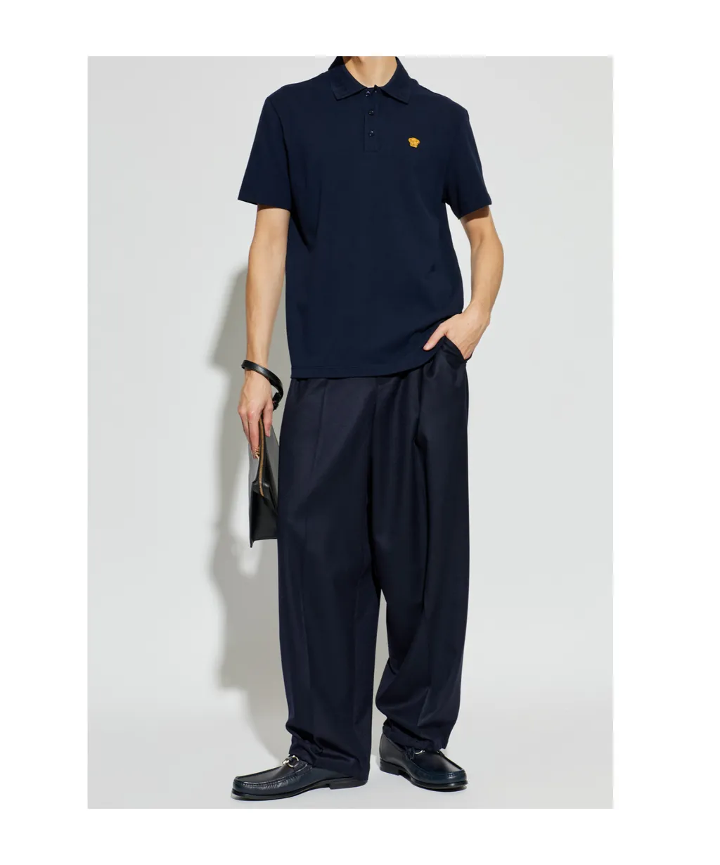 Medusa-Patch Short-Sleeved Polo Shirt