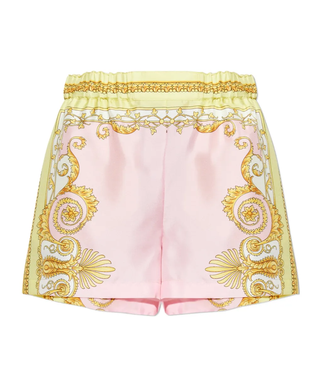 Pattern-Printed Elasticated-Waistband Shorts