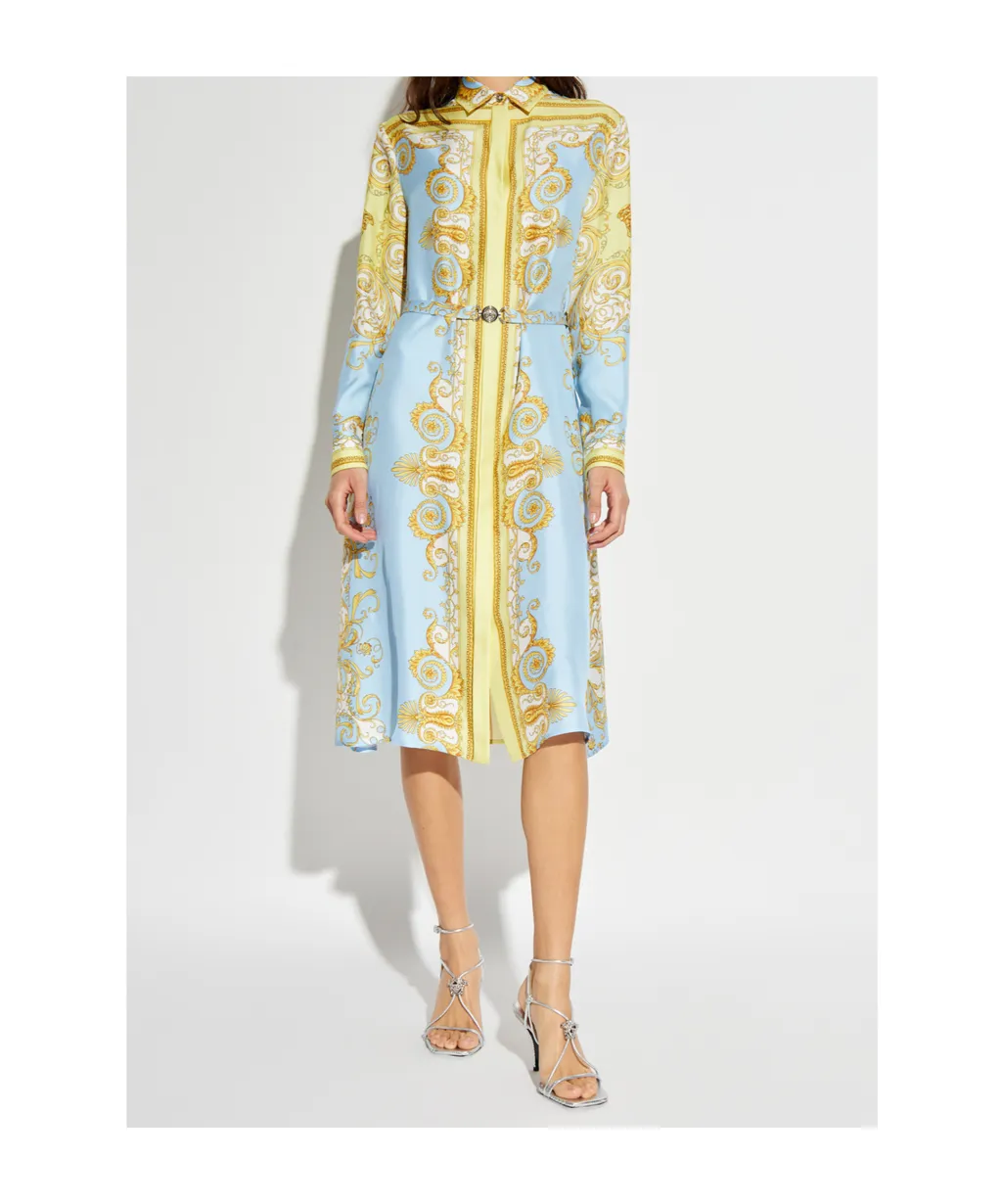 Pattern-Printed Belted Dress
