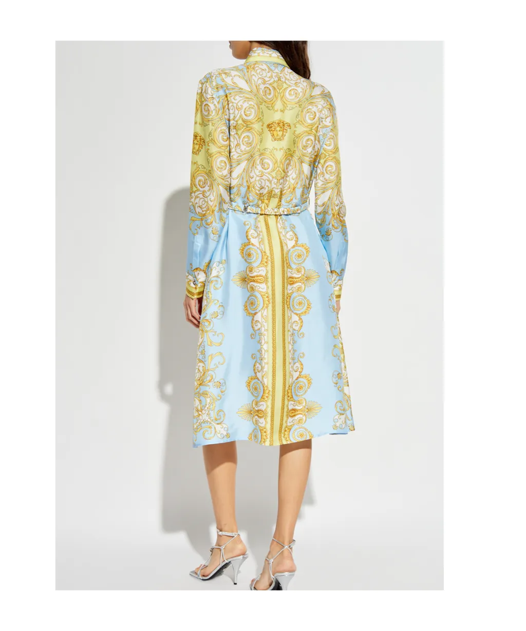 Pattern-Printed Belted Dress