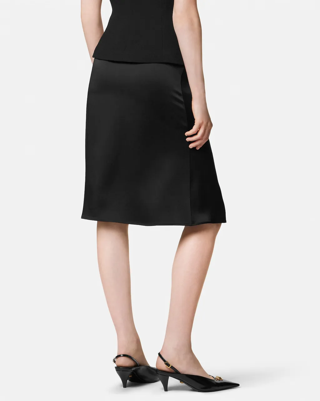 High-Waist Satin Skirt