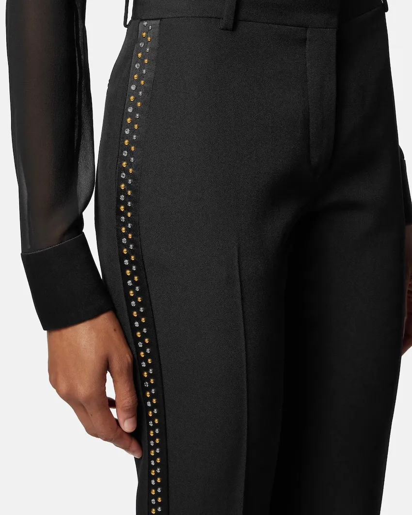 Stud-Embellished Creased Trousers
