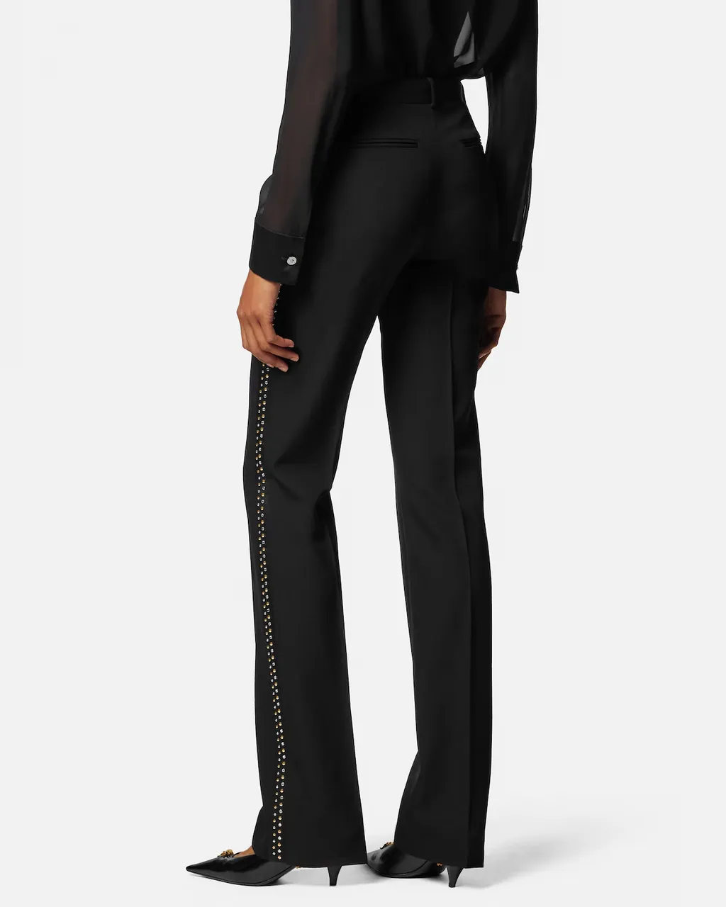 Stud-Embellished Creased Trousers