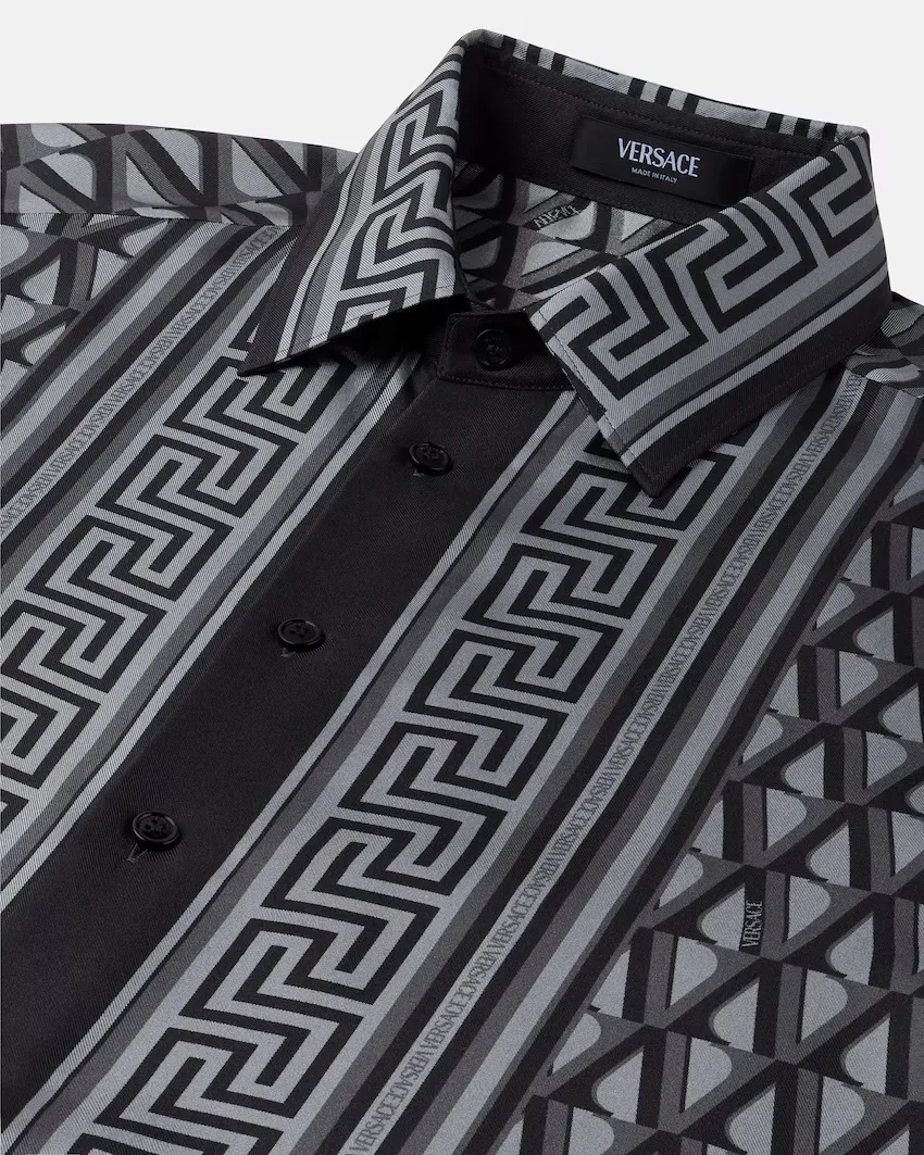 Pattern-Printed Long-Sleeved Shirt