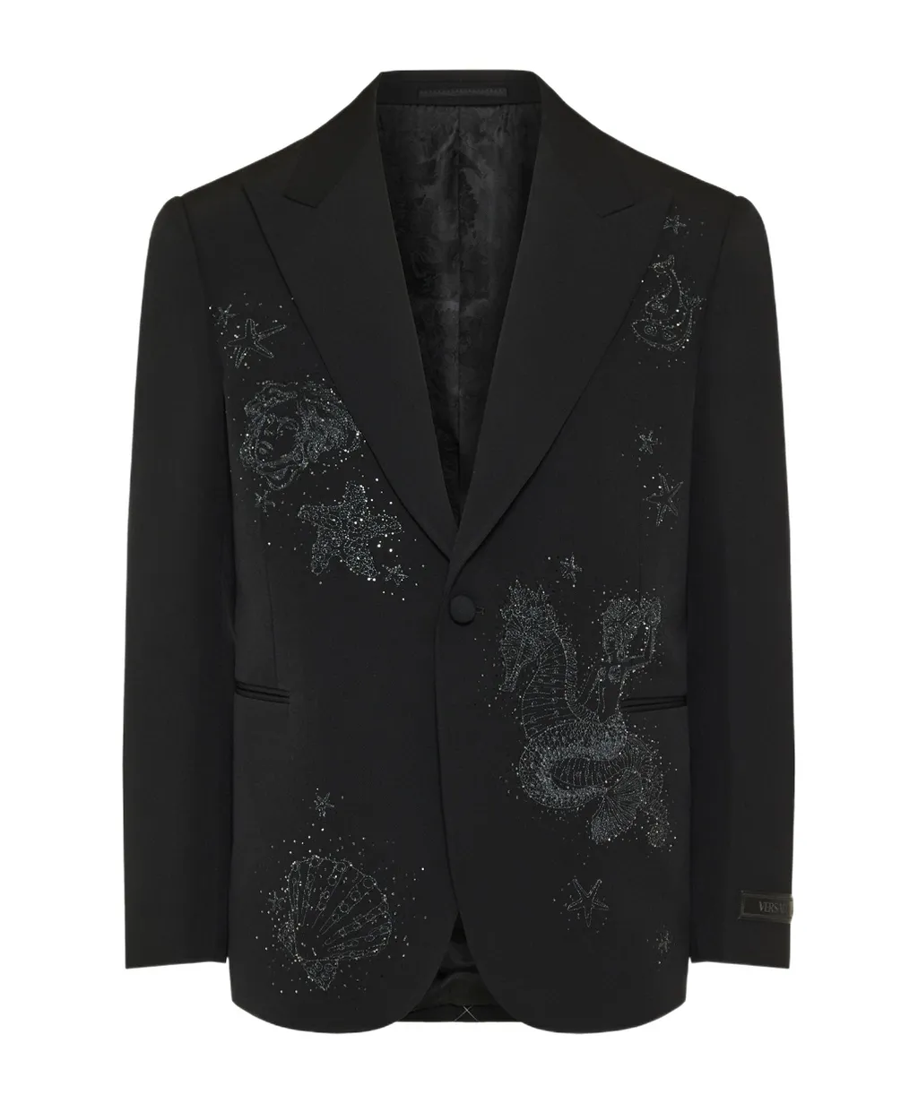Embellished Single-Breasted Tailored Blazer