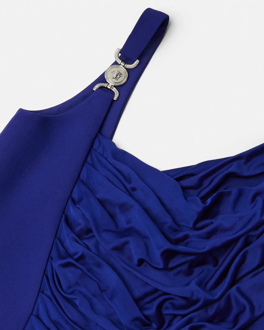 Medusa Head Logo Plaque Side-Slit Maxi Dress