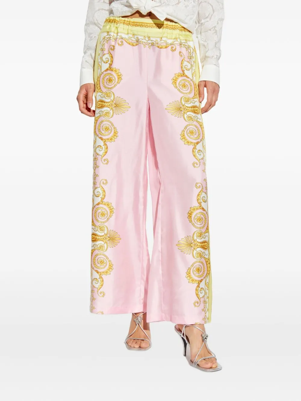 Pattern-Printed Straight-Leg Trousers