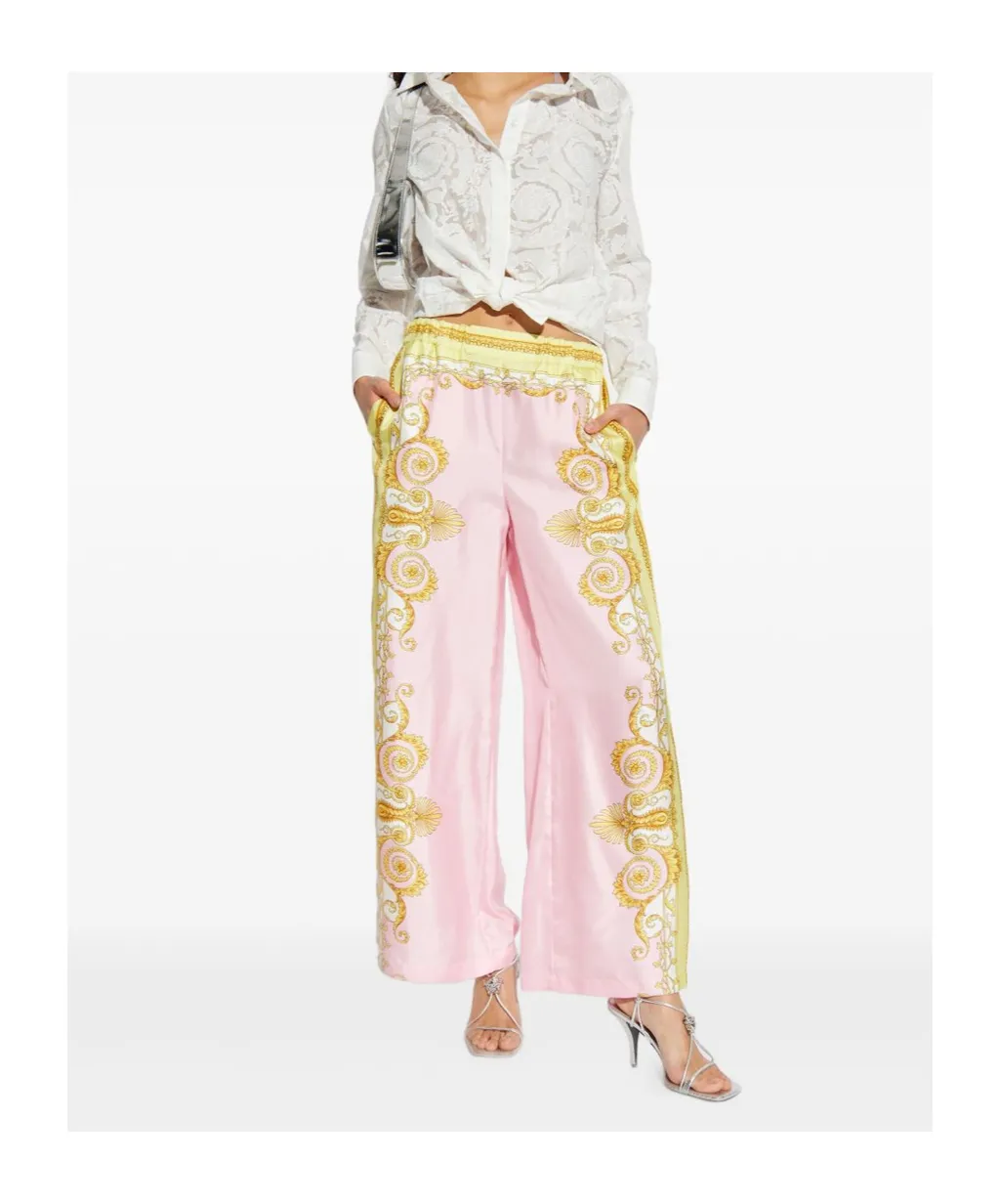Pattern-Printed Straight-Leg Trousers