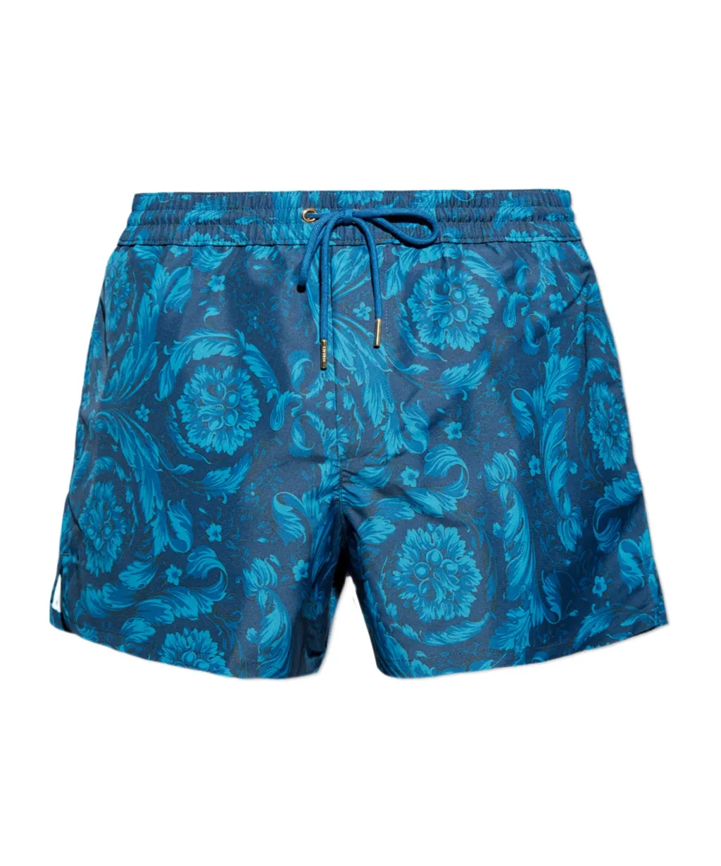 Floral-Motif Drawstring Swim Shorts