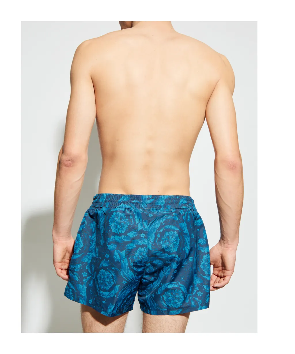 Floral-Motif Drawstring Swim Shorts