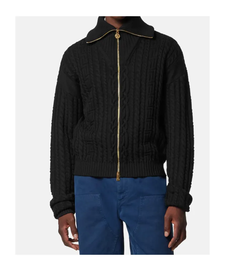 Zip-Up Knitted Cardigan