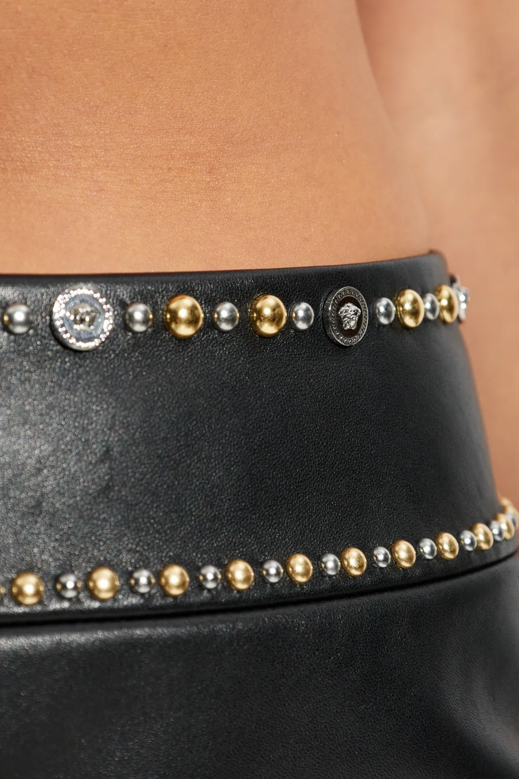 Stud-Embellished Mini Skirt