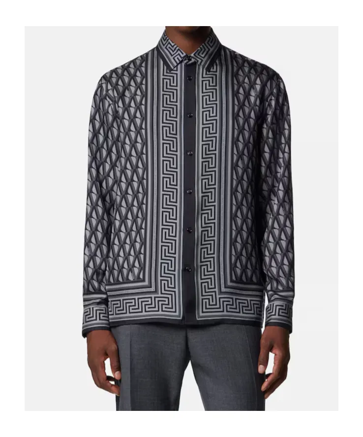 Pattern-Printed Long-Sleeved Shirt