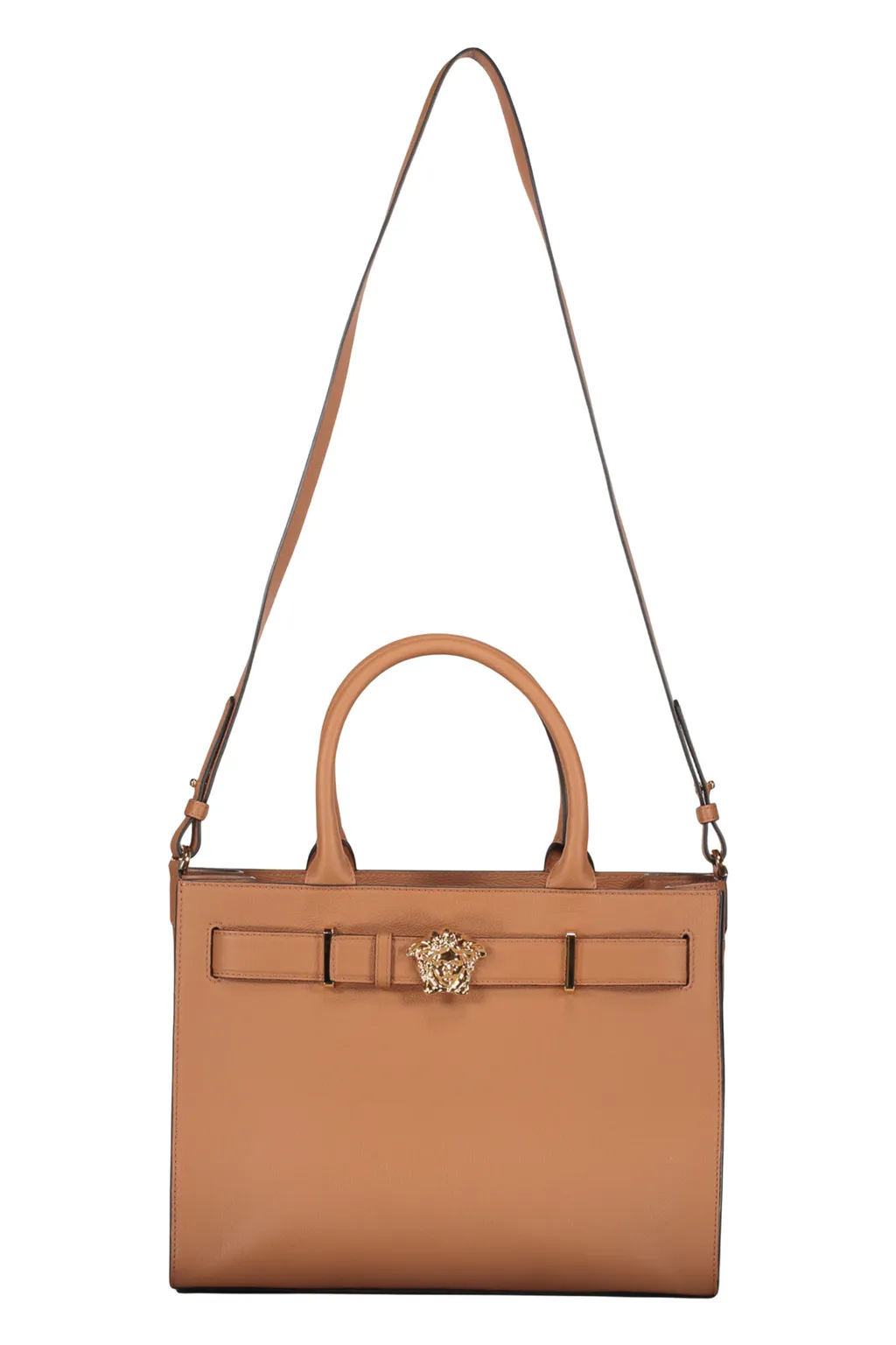 Medusa-Buckle Leather Tote Bag
