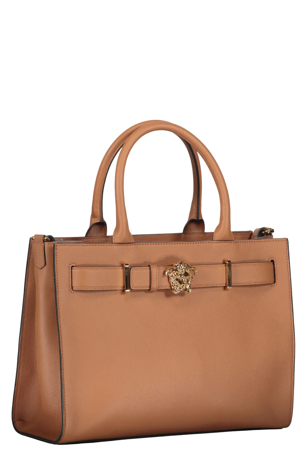 Medusa-Buckle Leather Tote Bag