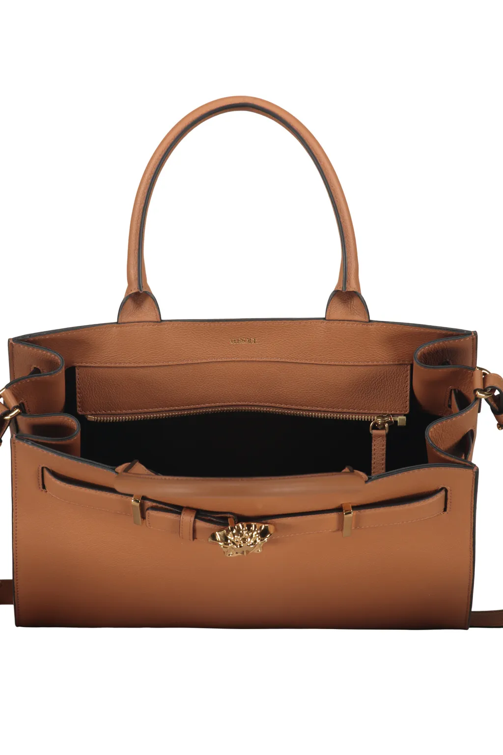 Medusa-Buckle Leather Tote Bag