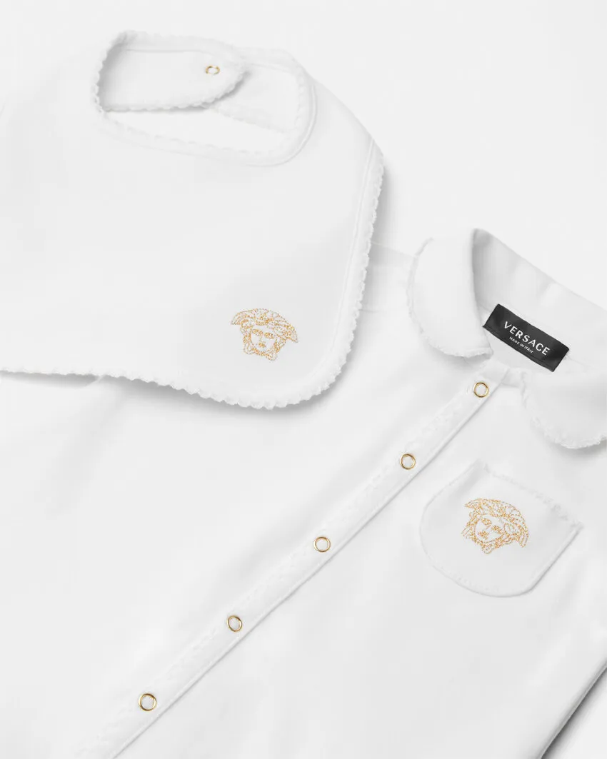 Medusa Head-Embroidered Bib Babygrow Set