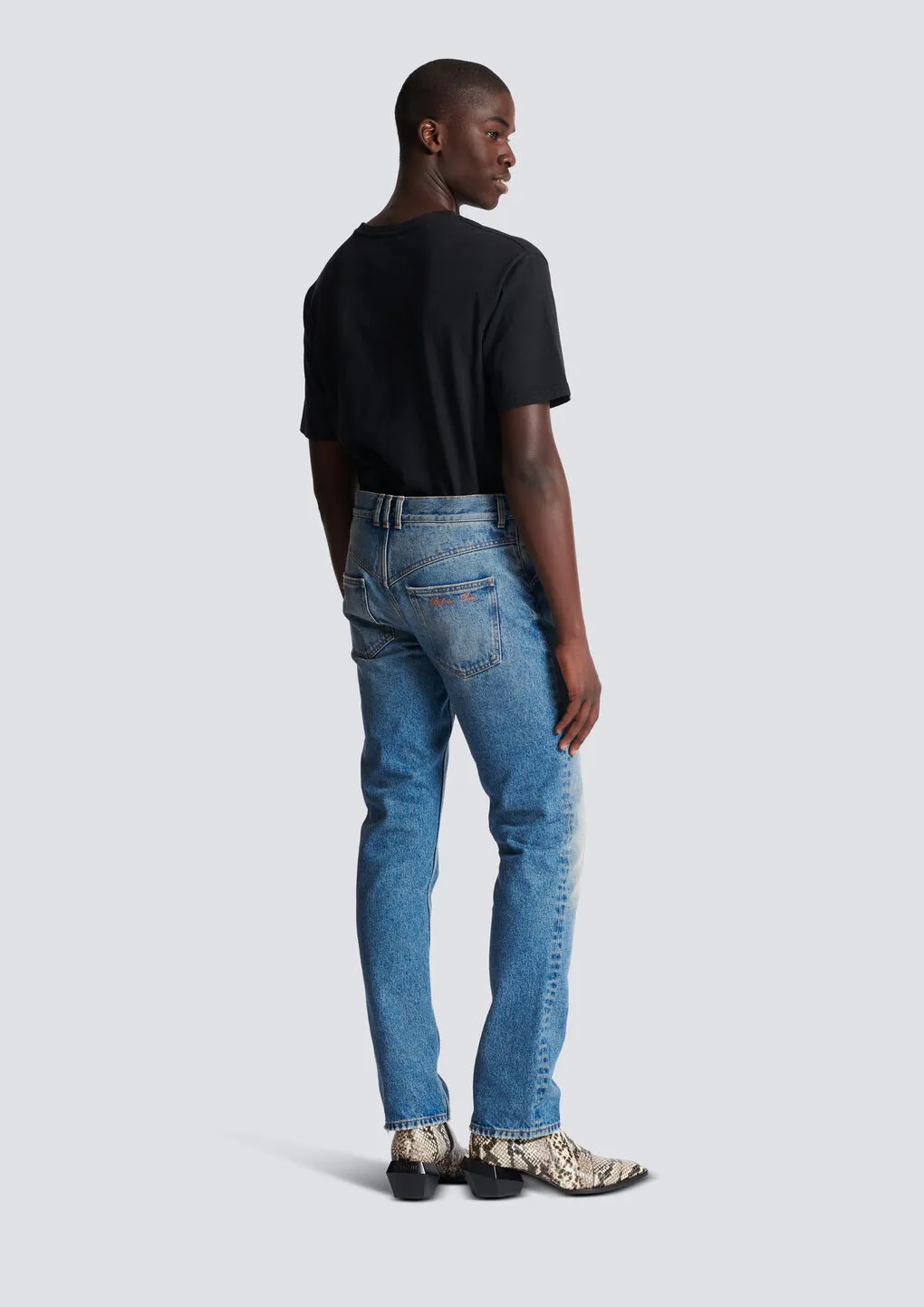 Vintage Effect Mid Rise Jeans