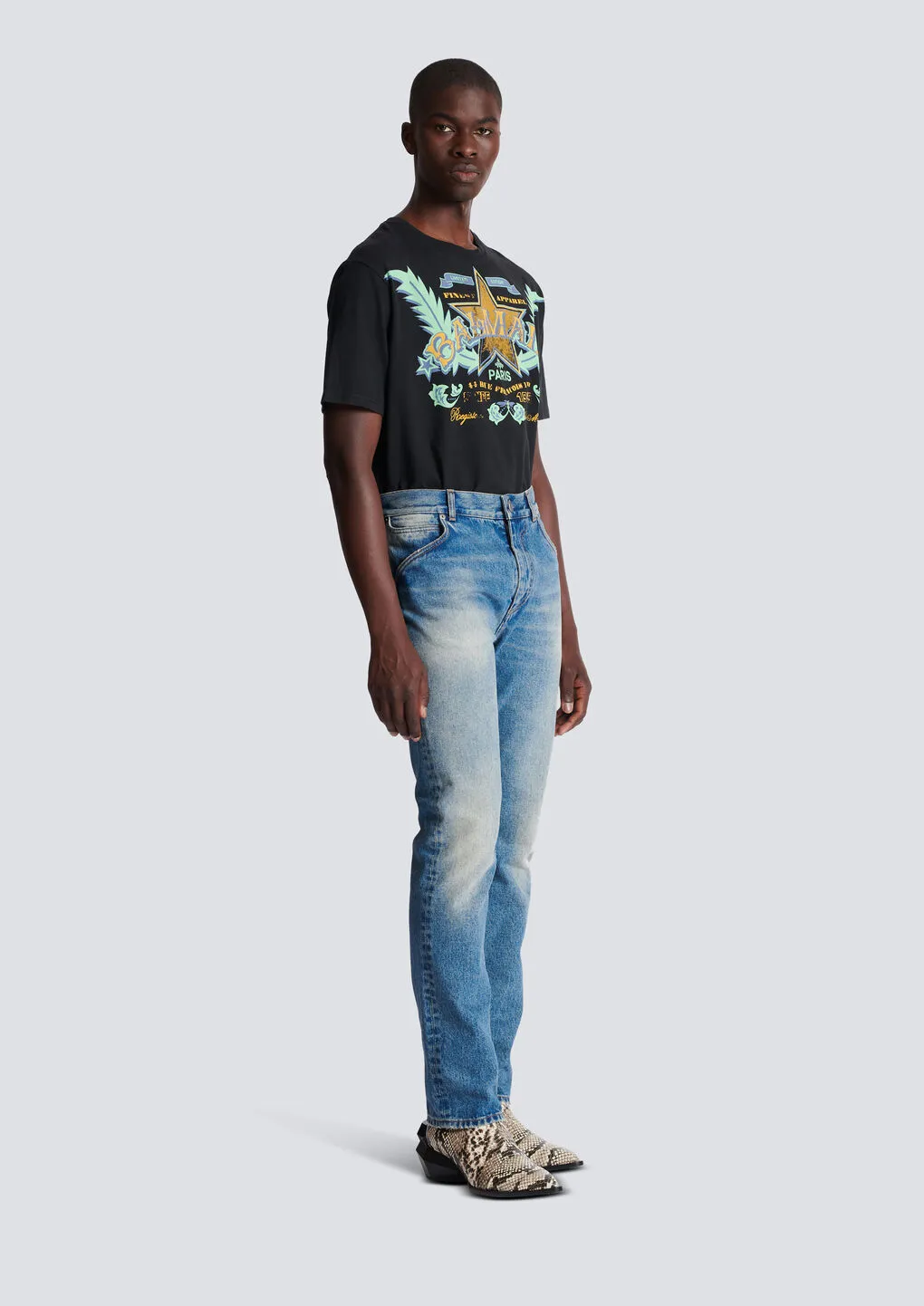 Vintage Effect Mid Rise Jeans