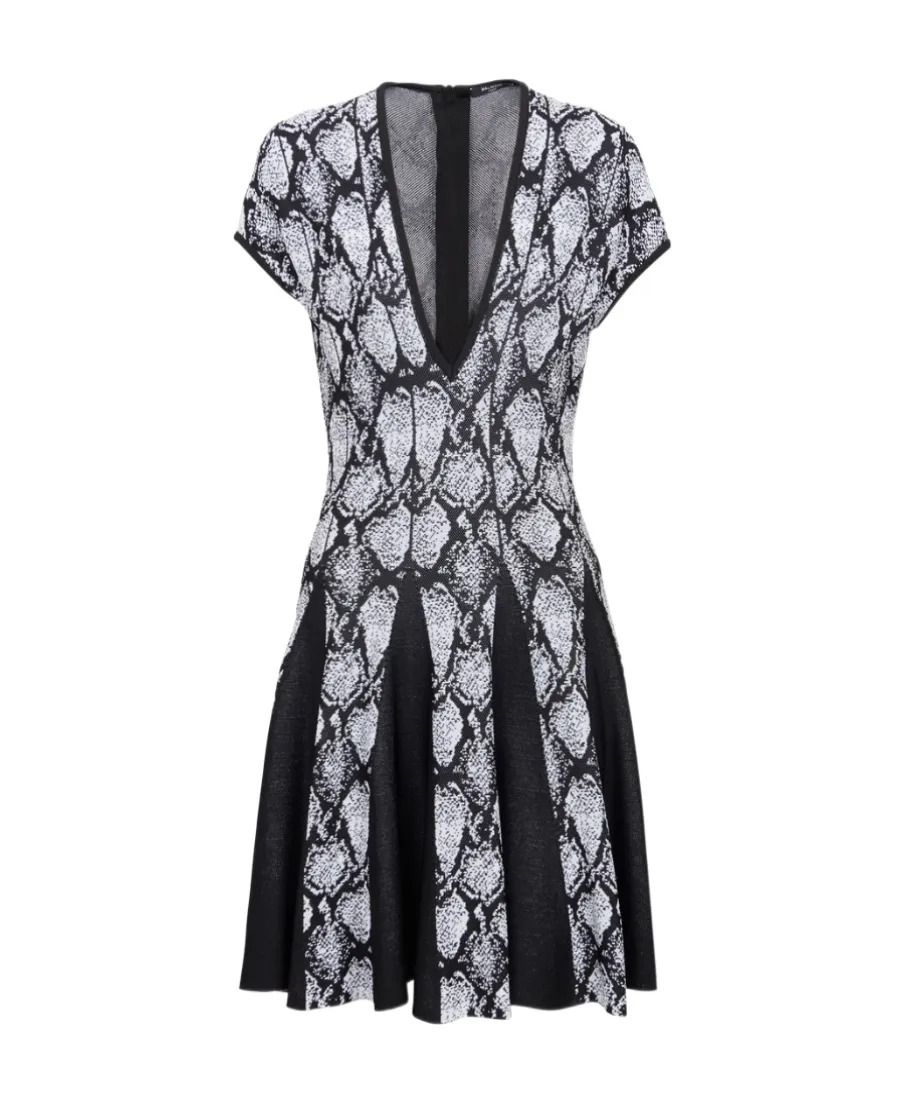 Snakeskin Jacquard Dress