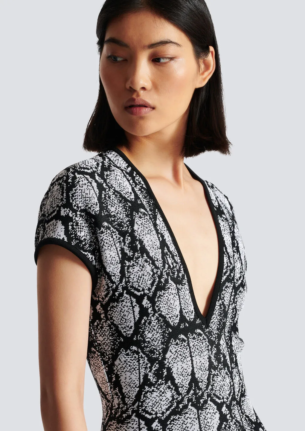Snakeskin Jacquard Dress