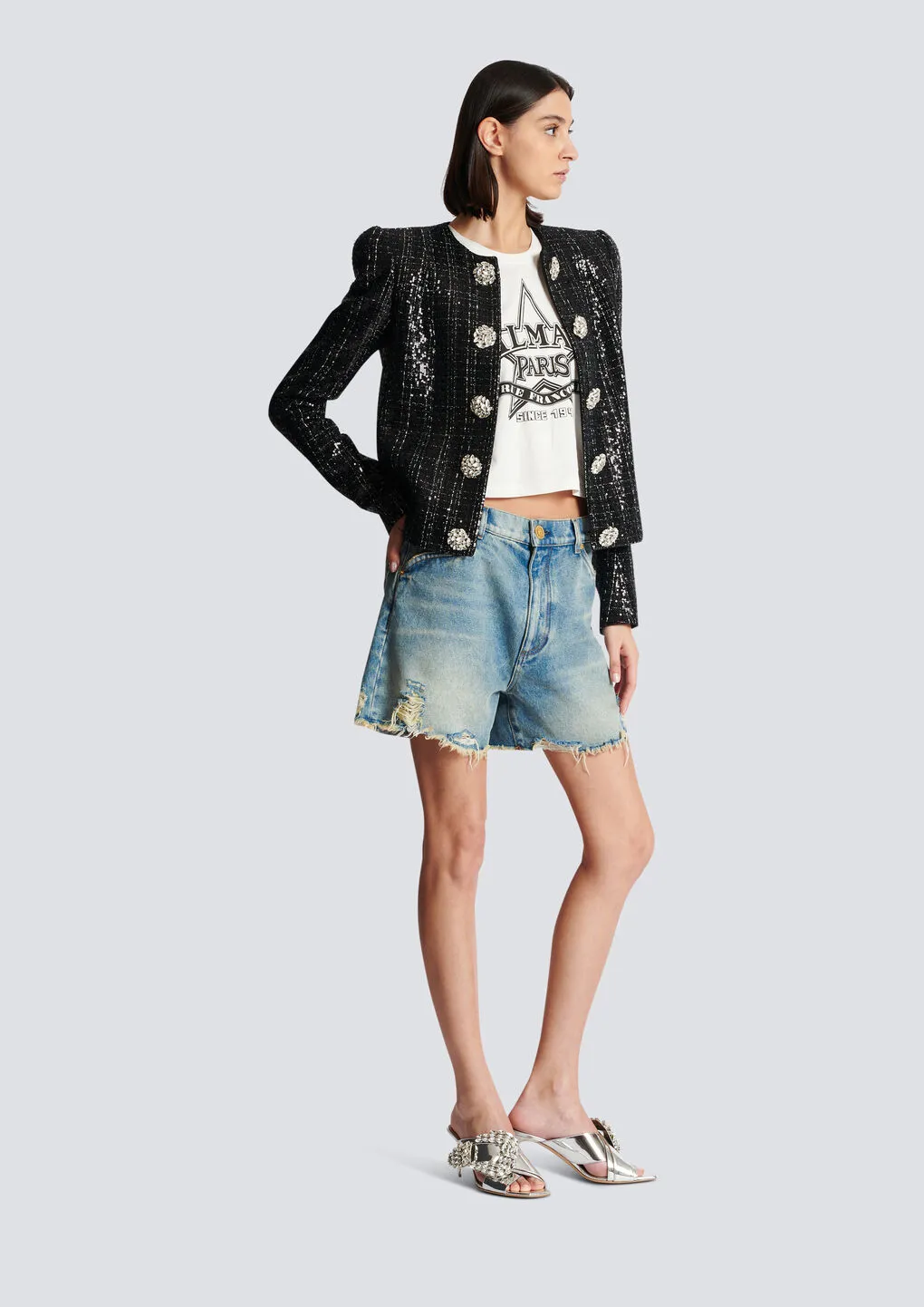Tweed Sequin Embellished Jacket