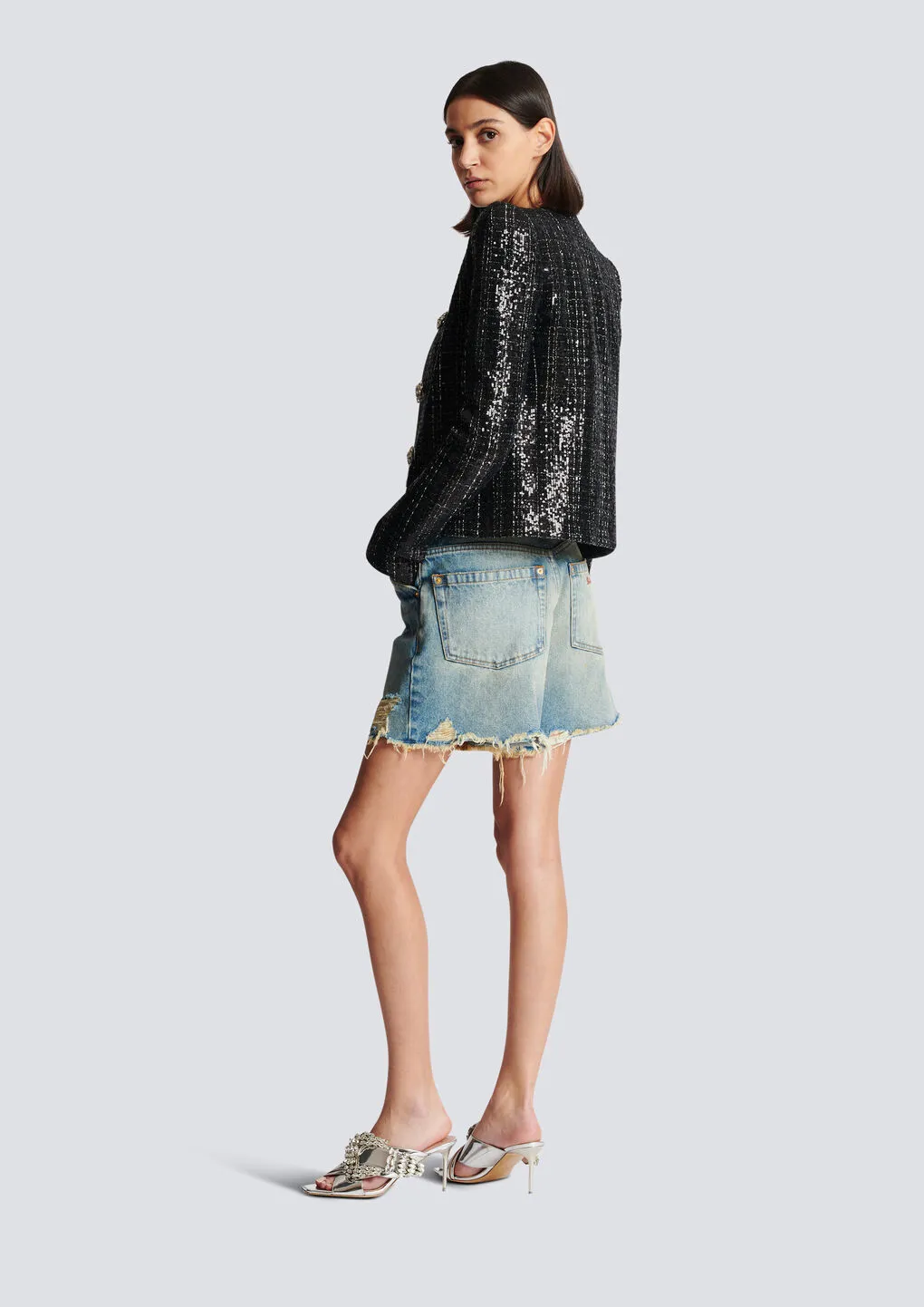 Tweed Sequin Embellished Jacket