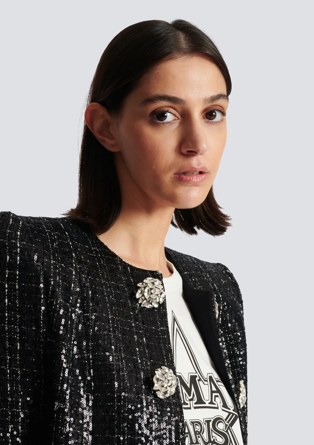 Tweed Sequin Embellished Jacket