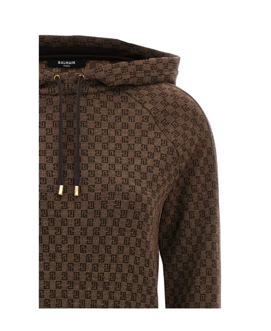 Monogram Jacquard Hooded Sweater